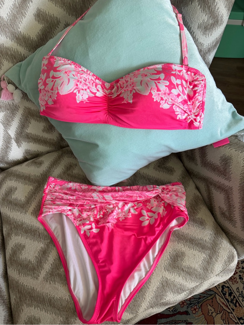 Lilly Pulitzer Hot Pink Two-Piece Floral Bikini Set